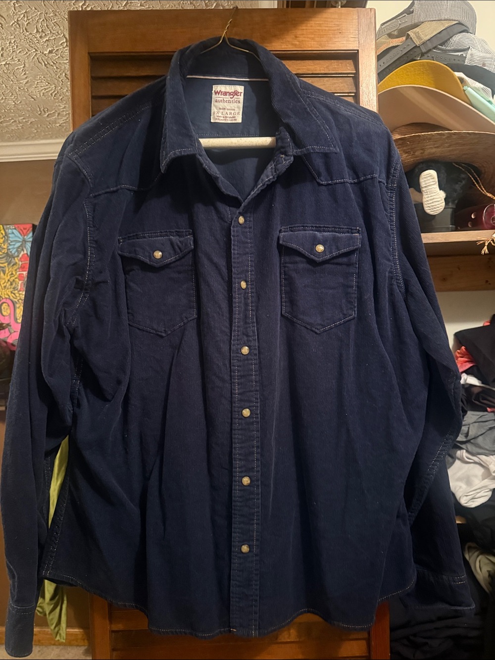 Wrangler Navy Blue Corduroy Shirt Jacket